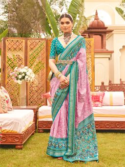 Elora - Soft Silk Patola Printed Saree For Women (Pink)