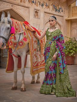 Elora - Traditional Printed Patola Silk Saree (Multicolor)