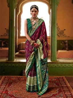 Elora - Soft Silk Designer Patola Saree (Berry Magenta)