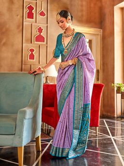 Elora - Soft Silk Printed Patola Saree For Women (Lavender)
