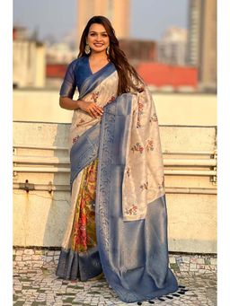 Mysilklove - Multi Color Woven Saree with Unstitched Blouse