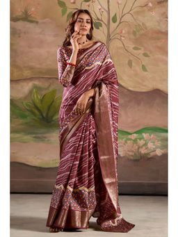 Mysilklove - Maroon Woven Saree with Unstitched Blouse
