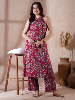Globus - Red Floral Kurta with Pant (Set of 2)