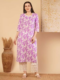 FASHOR - Purple Floral Kurta