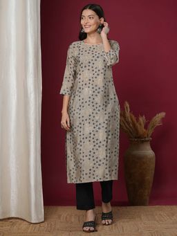 FASHOR - Grey Floral Kurta