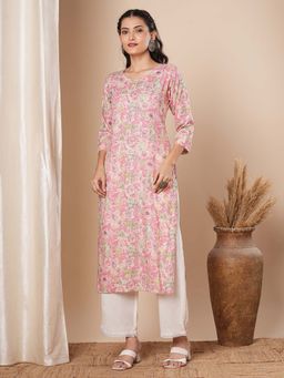FASHOR - Pink Floral Kurta