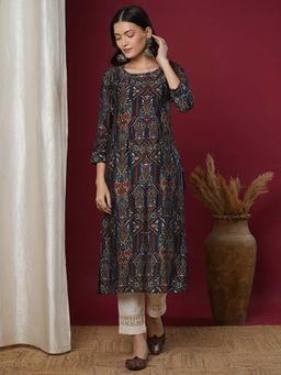 FASHOR - Teal Printed Kurta