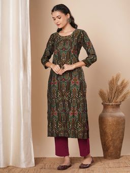 FASHOR - Green Printed Kurta