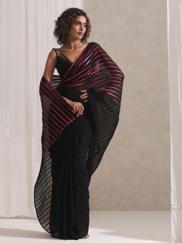 Swtantra - Black Printed Saree Without Blouse