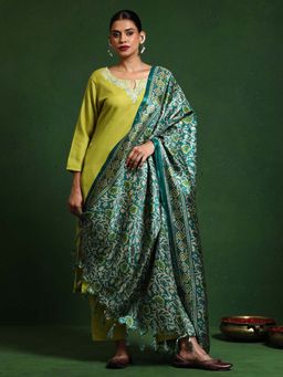 Varanga - Green Embroidered Kurta and Pant with Dupatta (Set of 3)