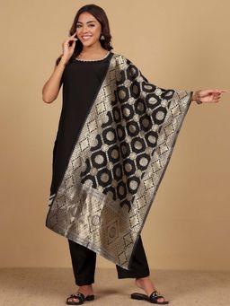 Varanga - Black Solid Kurta and Pant with Dupatta (Set of 3)