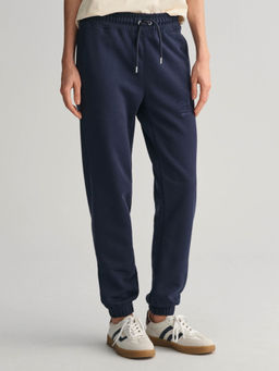 GANT - Women Blue Solid Mid-Rise Relaxed Fit Sweatpant