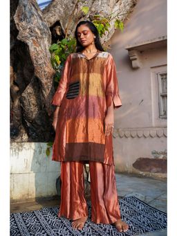 EEDA - Multi-Colour Dhun Zari Stripe Long Shirt with Pant (Set of 2)