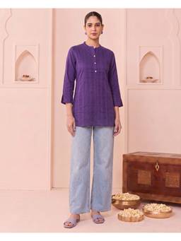 Cotton Culture - Women'S Purple Straight Short Kurti