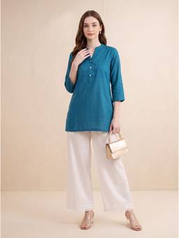 Cotton Culture - Women'S Blue Solid Pure Cotton Kurti