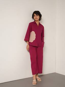 Pink Fort - Magenta Cotton Colourblock Top