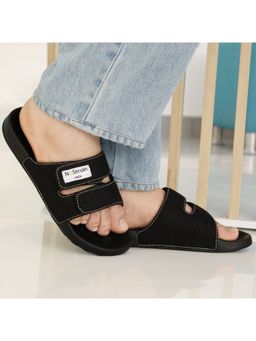 NoStrain - Men Midnight Black Linen Parallel Sugar Slider