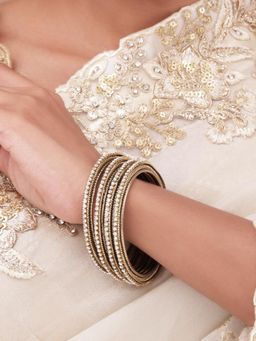 Fida - Rajwada Sunehri White-Stone Textured Bangle (Set Of 4)