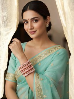 OOMPH - Pink Bridal Chuda Bangle Set Silk Thread and Kundan (Pack of 10) (2.6)