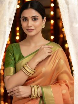 OOMPH - Golden Bridal Chuda Bangle Set Silk Thread and Kundan (Pack of 10) (2.6)