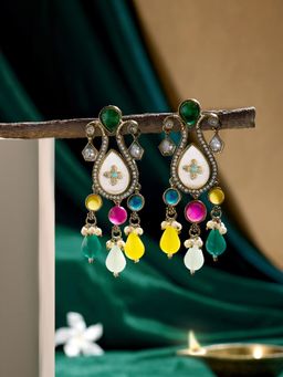 Zaveri Pearls - Multicolor Stones Beads Austrian Diamonds Drop Earring-ZPFK21591