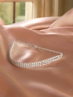 Zaveri Pearls - Silver Tone Austrian Diamonds Contemporary Tennis Bracelet-ZPFK21857