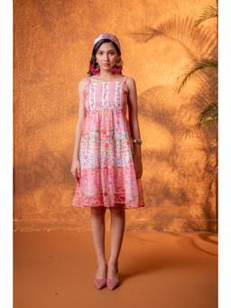 Juniper - Pink Floral Shoulder Straps Dress