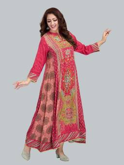 SANAA - Red Printed Mandarin Neck Dress