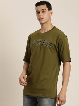 DILLINGER - Olive Typographic Oversized T-Shirt