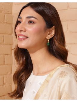 Fabindia - Silver Green Drop Danglers Earrings
