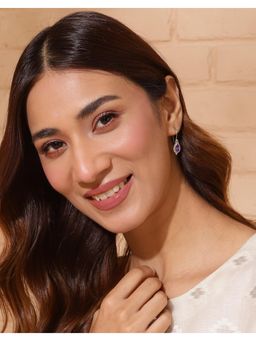 Fabindia - Silver Purple Stone Drop Danglers Earrings