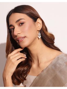 Fabindia - Silver White Drop Danglers Earrings