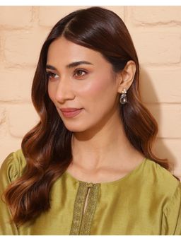 Fabindia - Silver Drop White Earrings