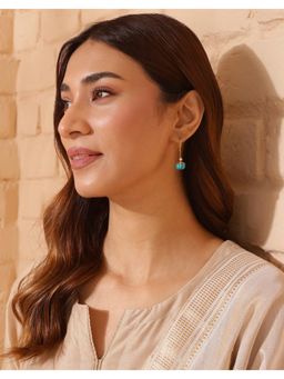 Fabindia - Silver Drop Danglers Green Earrings