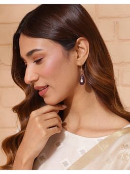 Fabindia - Silver Drop Danglers Red Earrings