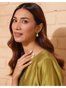 Fabindia - Silver Drop Danglers Red Earrings