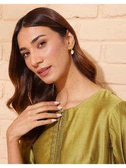 Fabindia - Silver Drop Danglers White Earrings