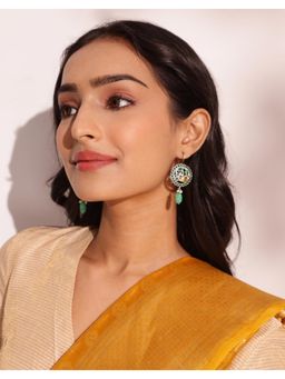 Fabindia - Metal Drop Danglers Green Earrings