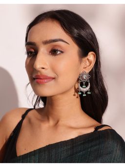Fabindia - Metal Chand Bali Green Earrings