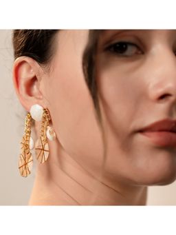 House of D'oro - Handcrafted Women Graceful Glimmer White Drop Danglers Earrings