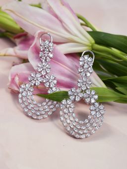 Shhimmerz Jewellery - Flower Shaped Drop White Earrings