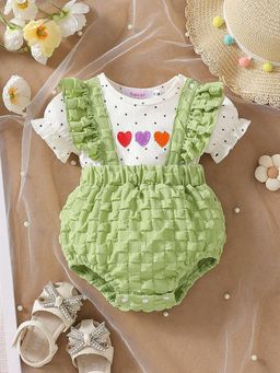 Hopscotch - Girls Multi-Color Heart Embroidered Onesie