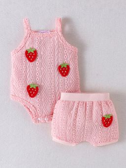 Hopscotch - Girls Pink Berry Sweet Onesie & Shorts