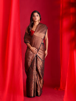 Beatitude - Black Woven Banarasi Saree with Unstitched Blouse