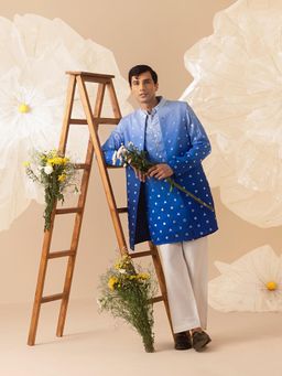 Eleven Brothers - Falak Silk Embroidered Kurta with Nehru Jacket & Pant
