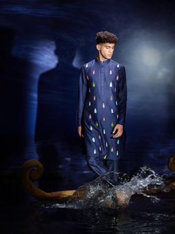 Eleven Brothers - Jashan Sequins Hand Embroidery Chanderi Kurta with Trouser
