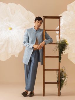 Eleven Brothers - Parinda Silk Embroidery Indo Western Jacket Kurta with Trouser