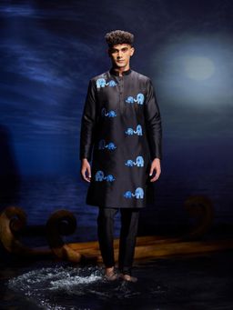 Eleven Brothers - Gaja Mirror Hand Embroidery Silk Kurta with Trouser
