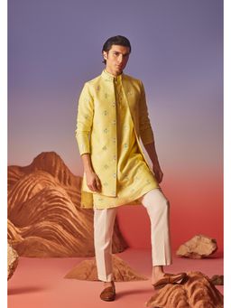 Eleven Brothers - Inara Silk Embroidery Kurta with Nehru Jacket & Trouser
