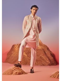 Eleven Brothers - Seher Silk Embroidery Kurta with Nehru Jacket & Trouser